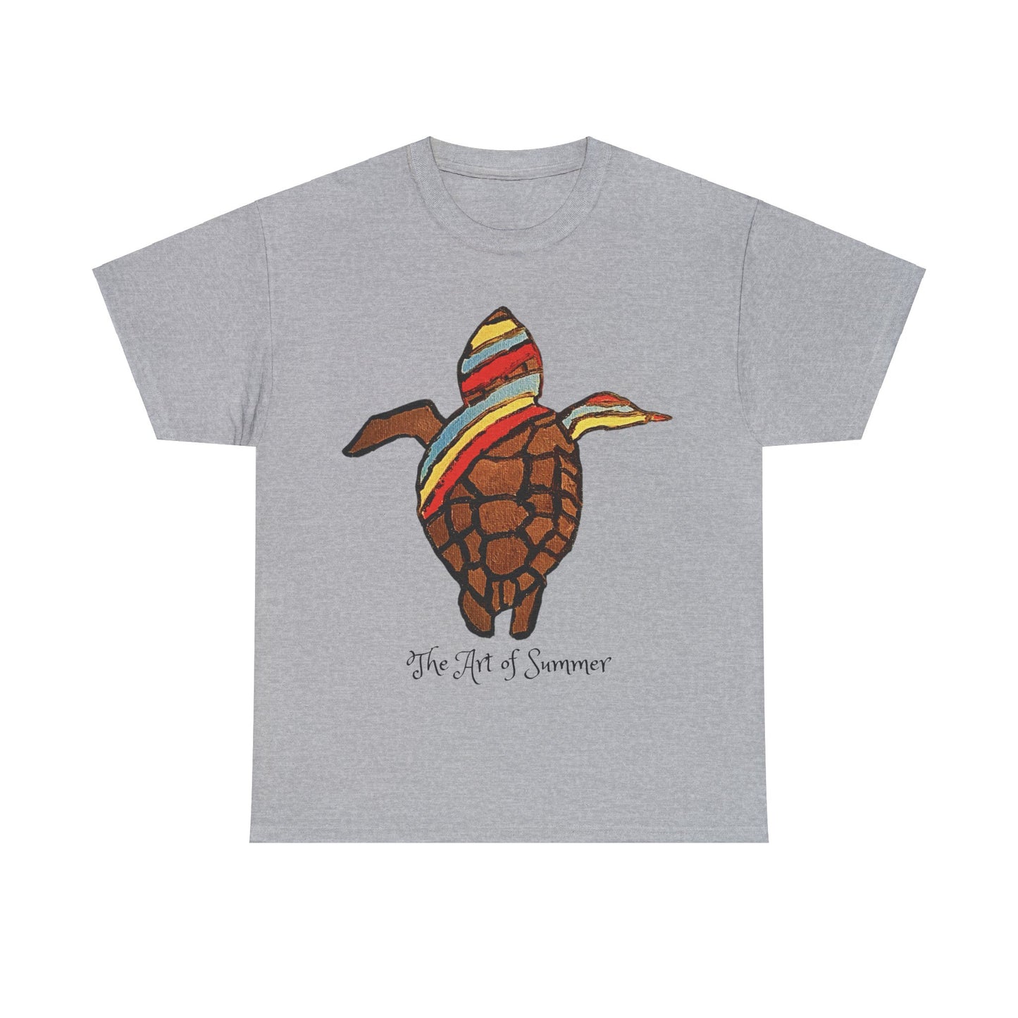 Summer Sea Turtle - ART OF SUMMER - Tee Shirt - Save the Sea Turtle - Protect the Oceans Whimsical Colored Sea Turtle Unique Collection Express Delivery available