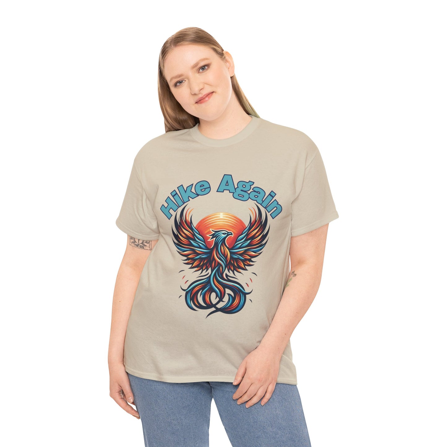Phoenix Rebirth Hiker Tee: Ignite the Trail with "Hike Again" Spirit | Custom Design | Not Sold In Stores