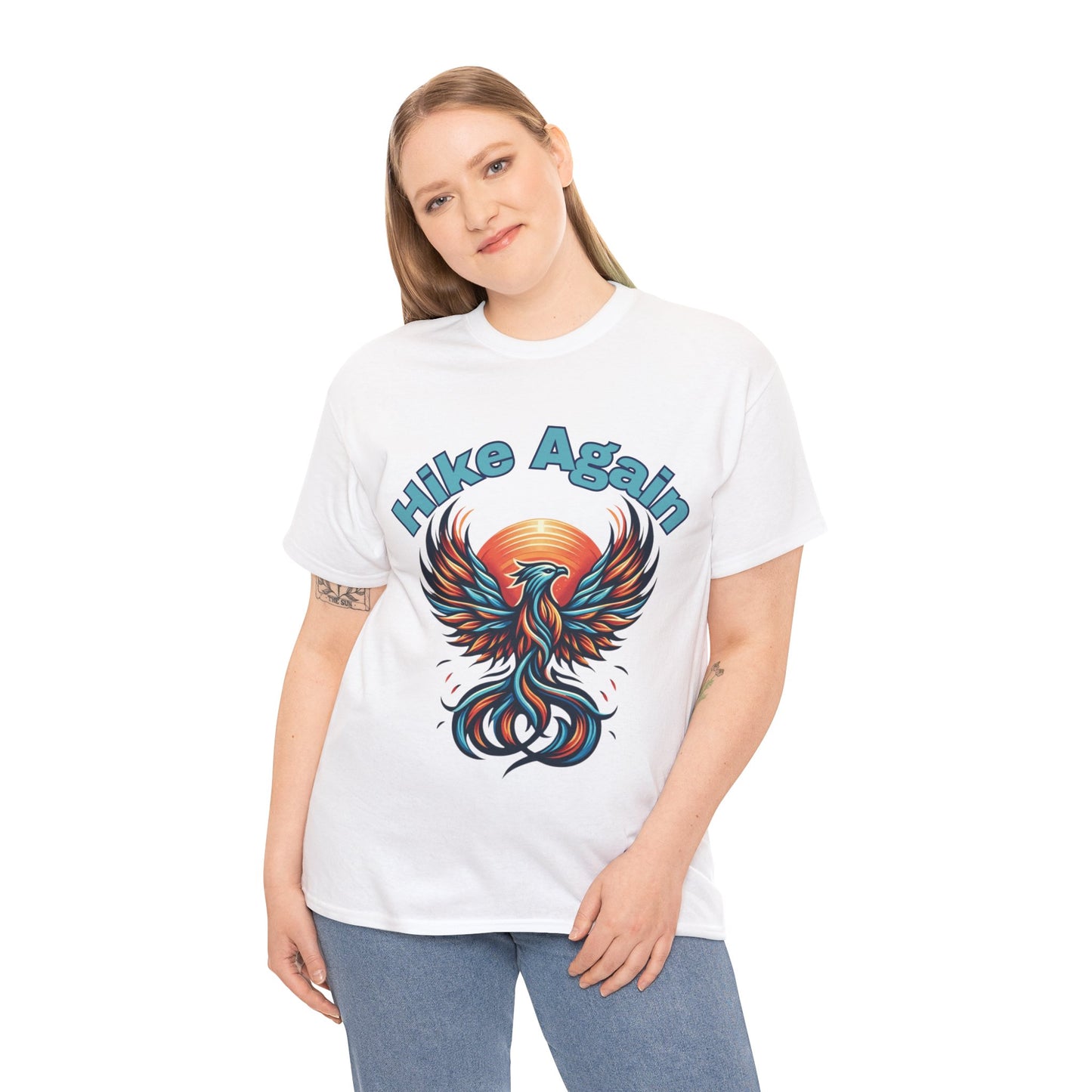Phoenix Rebirth Hiker Tee: Ignite the Trail with "Hike Again" Spirit | Custom Design | Not Sold In Stores
