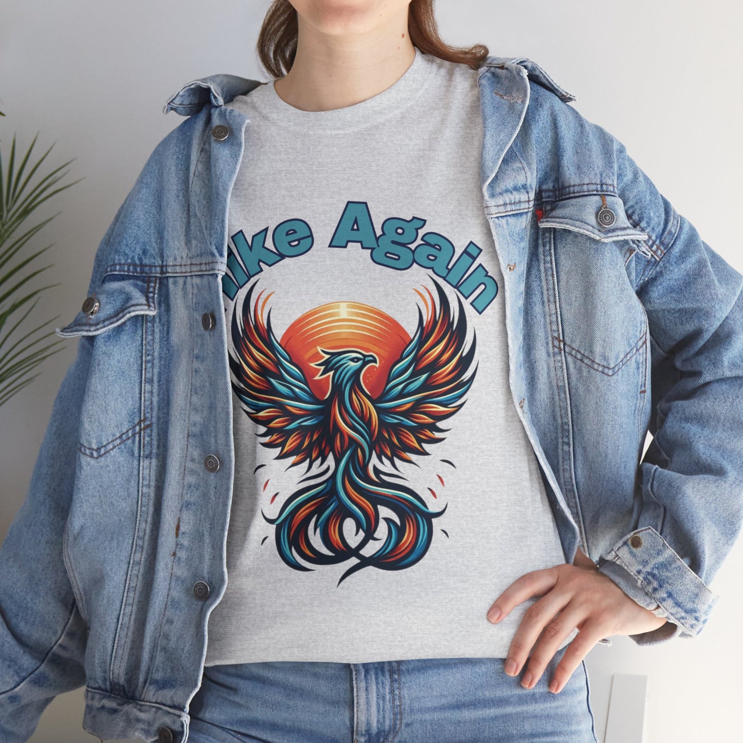 Phoenix Rebirth Hiker Tee: Ignite the Trail with "Hike Again" Spirit | Custom Design | Not Sold In Stores