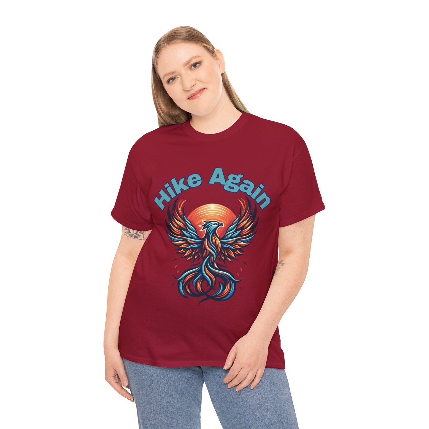 Phoenix Rebirth Hiker Tee: Ignite the Trail with "Hike Again" Spirit | Custom Design | Not Sold In Stores