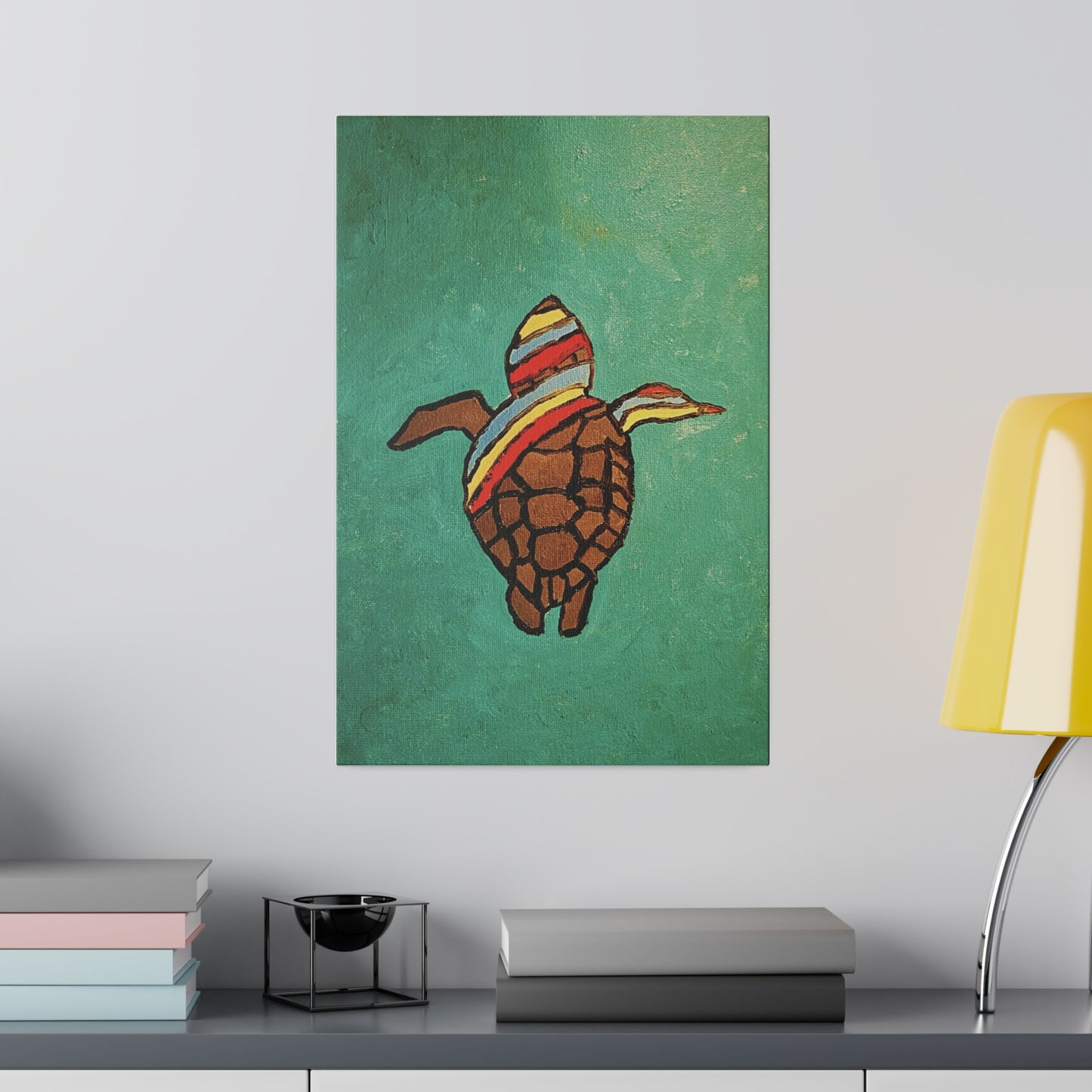 Summer Sea Turtle Canvas Art - ART OF SUMMER - Unique canvas print. Whimsical Colored Sea Turtle | Not Sold In Stores
