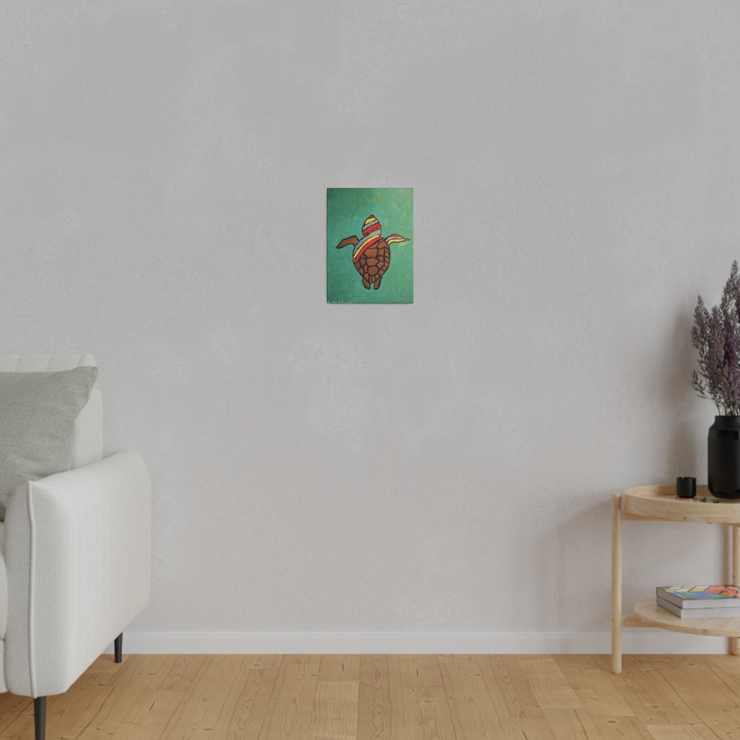 Summer Sea Turtle Canvas Art - ART OF SUMMER - Unique canvas print. Whimsical Colored Sea Turtle | Not Sold In Stores
