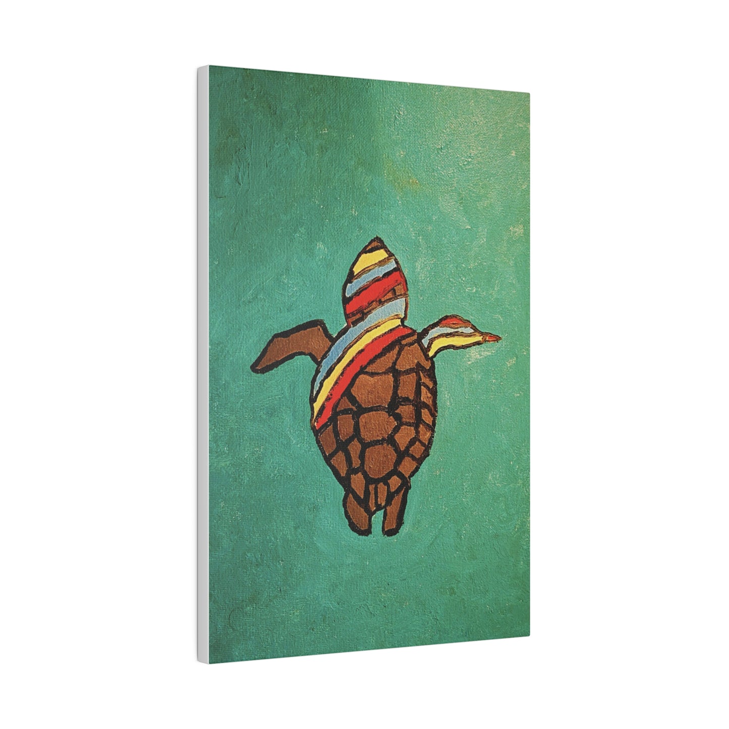 Summer Sea Turtle Canvas Art - ART OF SUMMER - Unique canvas print. Whimsical Colored Sea Turtle | Not Sold In Stores