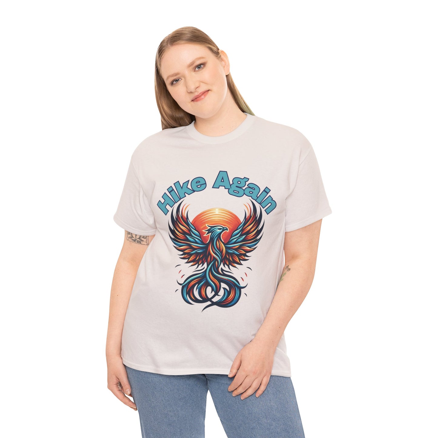 Phoenix Rebirth Hiker Tee: Ignite the Trail with "Hike Again" Spirit | Custom Design | Not Sold In Stores
