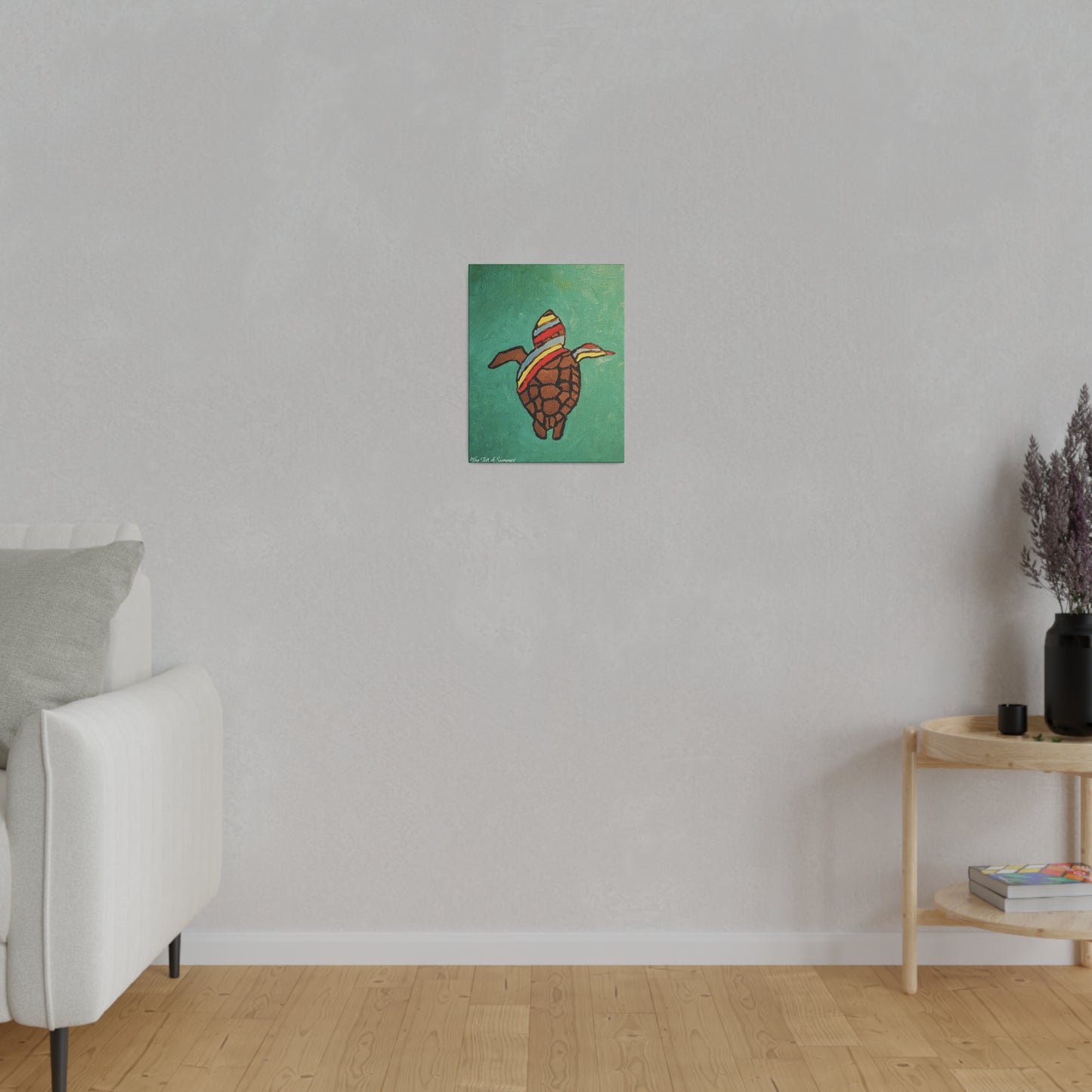 Summer Sea Turtle Canvas Art - ART OF SUMMER - Unique canvas print. Whimsical Colored Sea Turtle | Not Sold In Stores