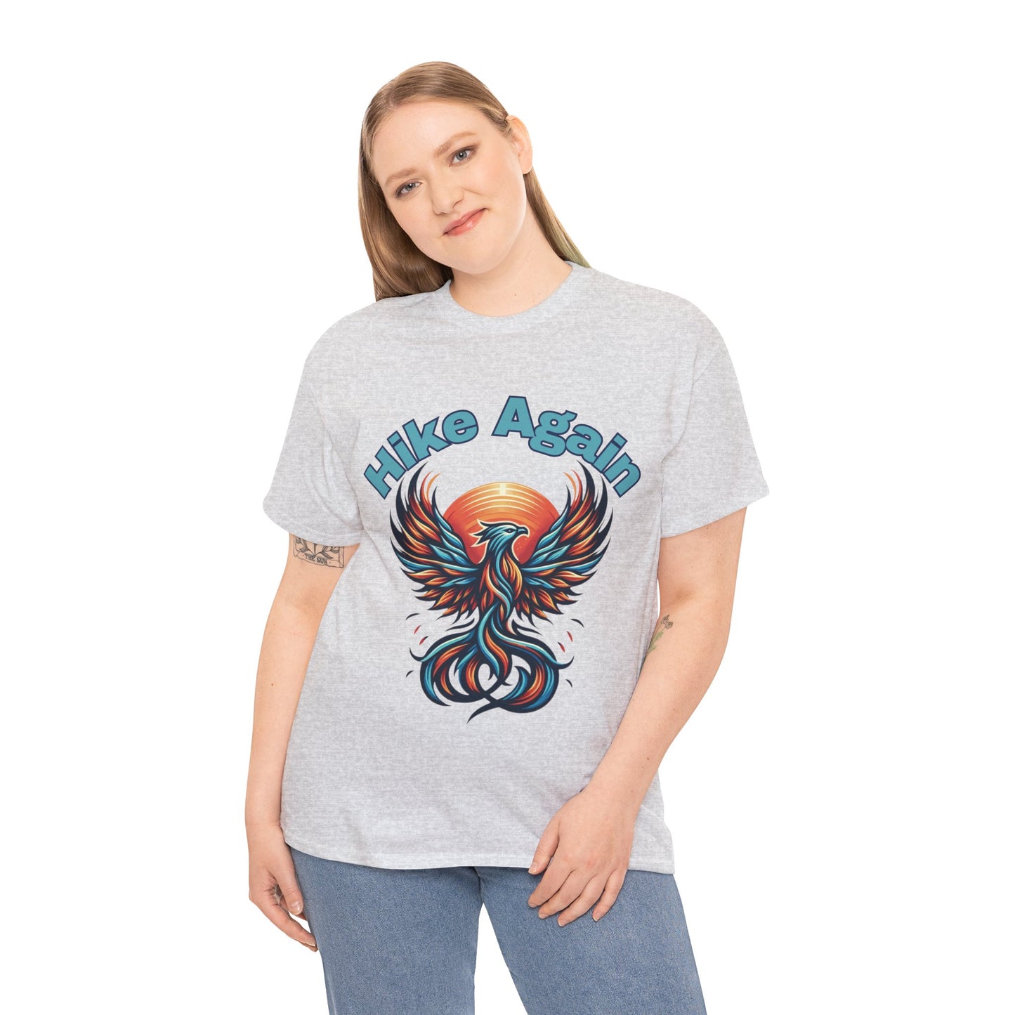 Phoenix Rebirth Hiker Tee: Ignite the Trail with "Hike Again" Spirit | Custom Design | Not Sold In Stores