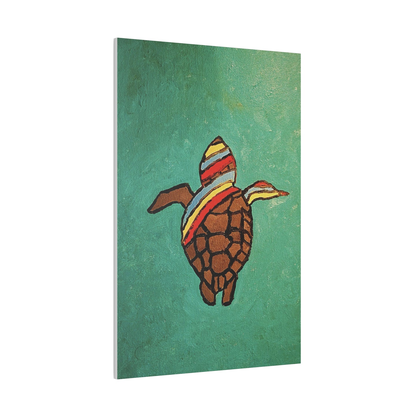Summer Sea Turtle Canvas Art - ART OF SUMMER - Unique canvas print. Whimsical Colored Sea Turtle | Not Sold In Stores