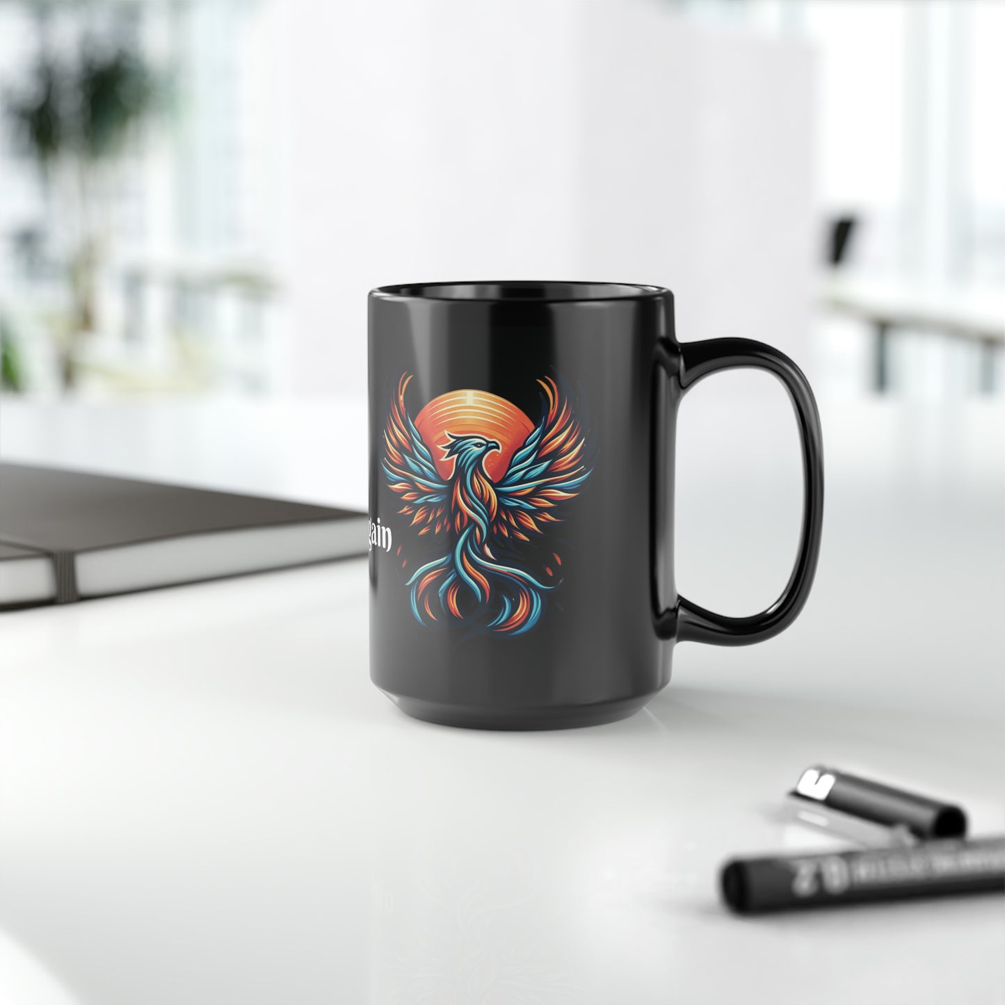 Phoenix Dawn Coffee Mug: "Rise Again" with Every Sip | Black Ceramic Mug (11oz, 15oz)