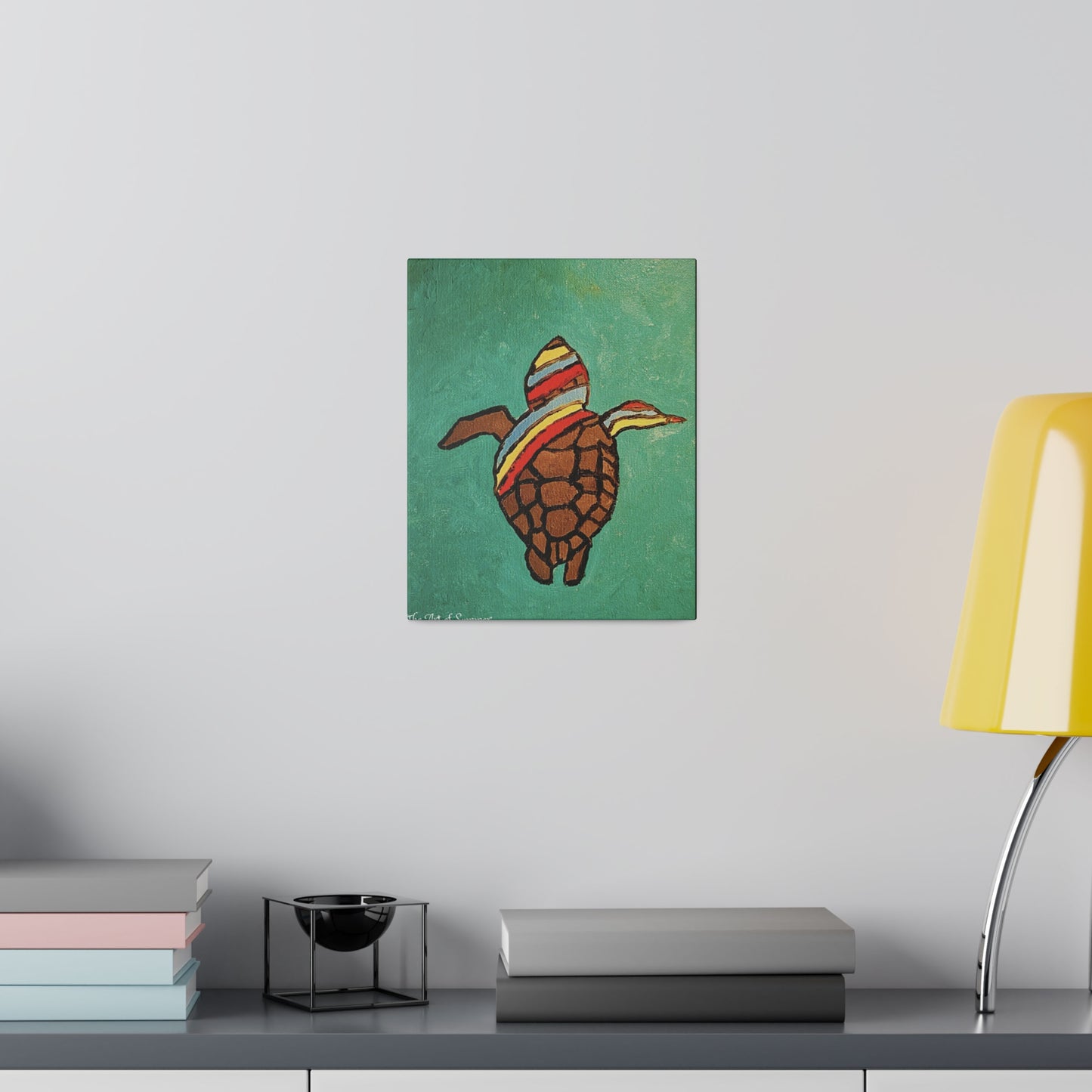 Summer Sea Turtle Canvas Art - ART OF SUMMER - Unique canvas print. Whimsical Colored Sea Turtle | Not Sold In Stores