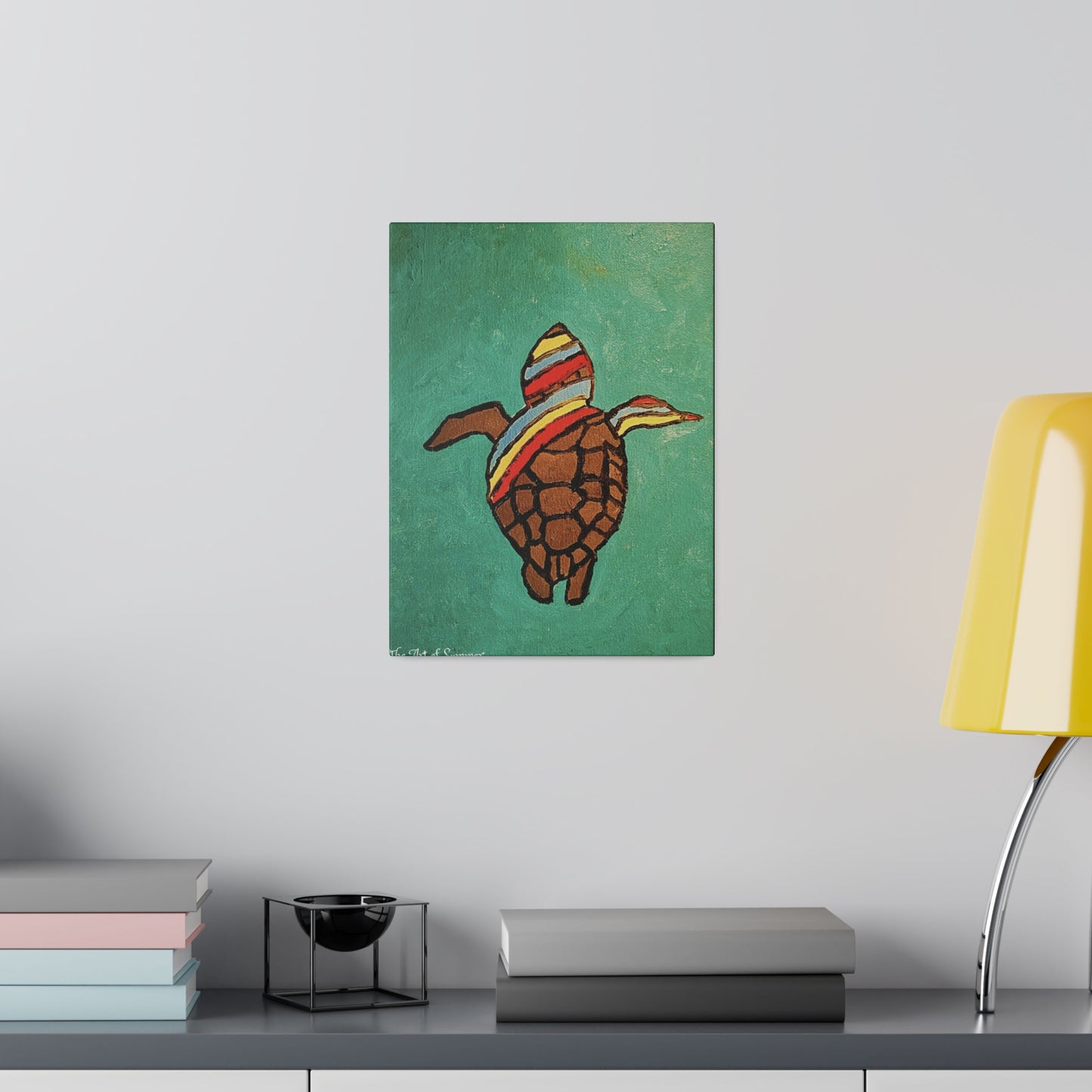 Summer Sea Turtle Canvas Art - ART OF SUMMER - Unique canvas print. Whimsical Colored Sea Turtle | Not Sold In Stores