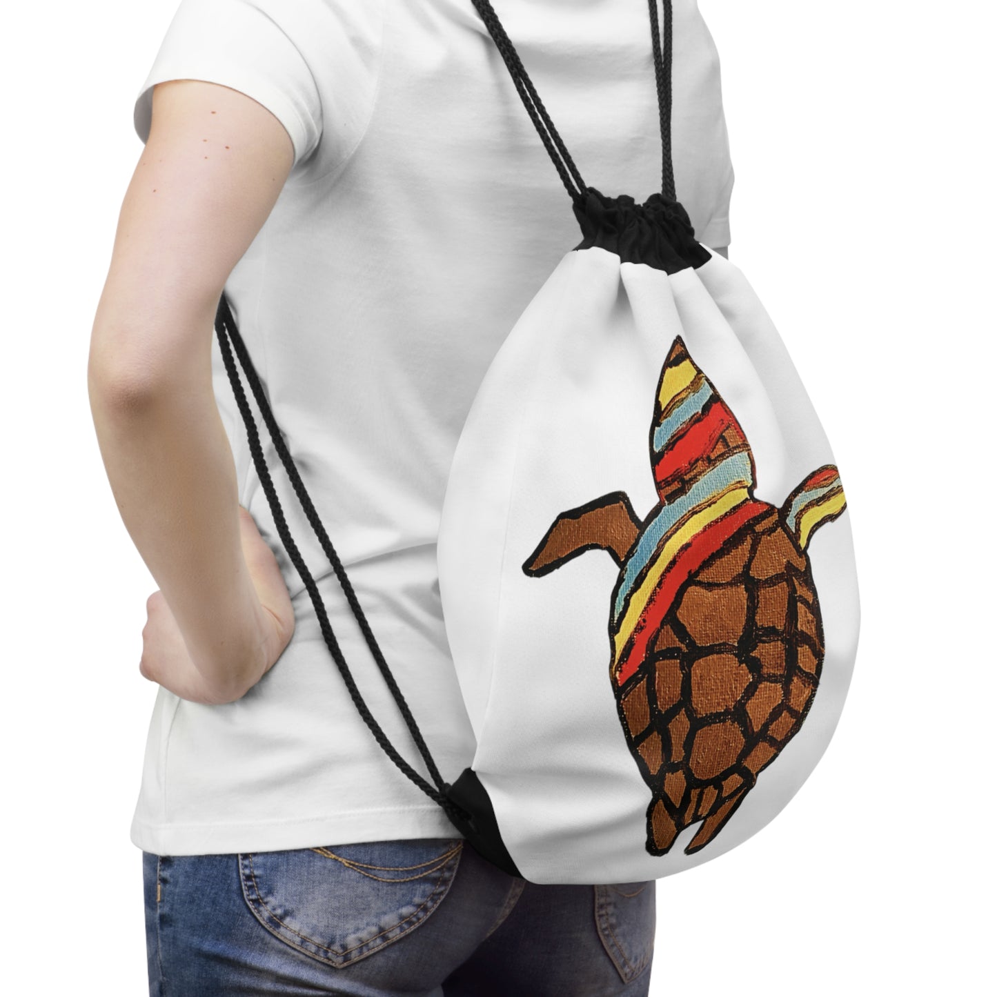 Summer Sea Turtle | ART OF SUMMER | Drawstring Bag Unique Design, Custom Artwork, Not Sold In Stores