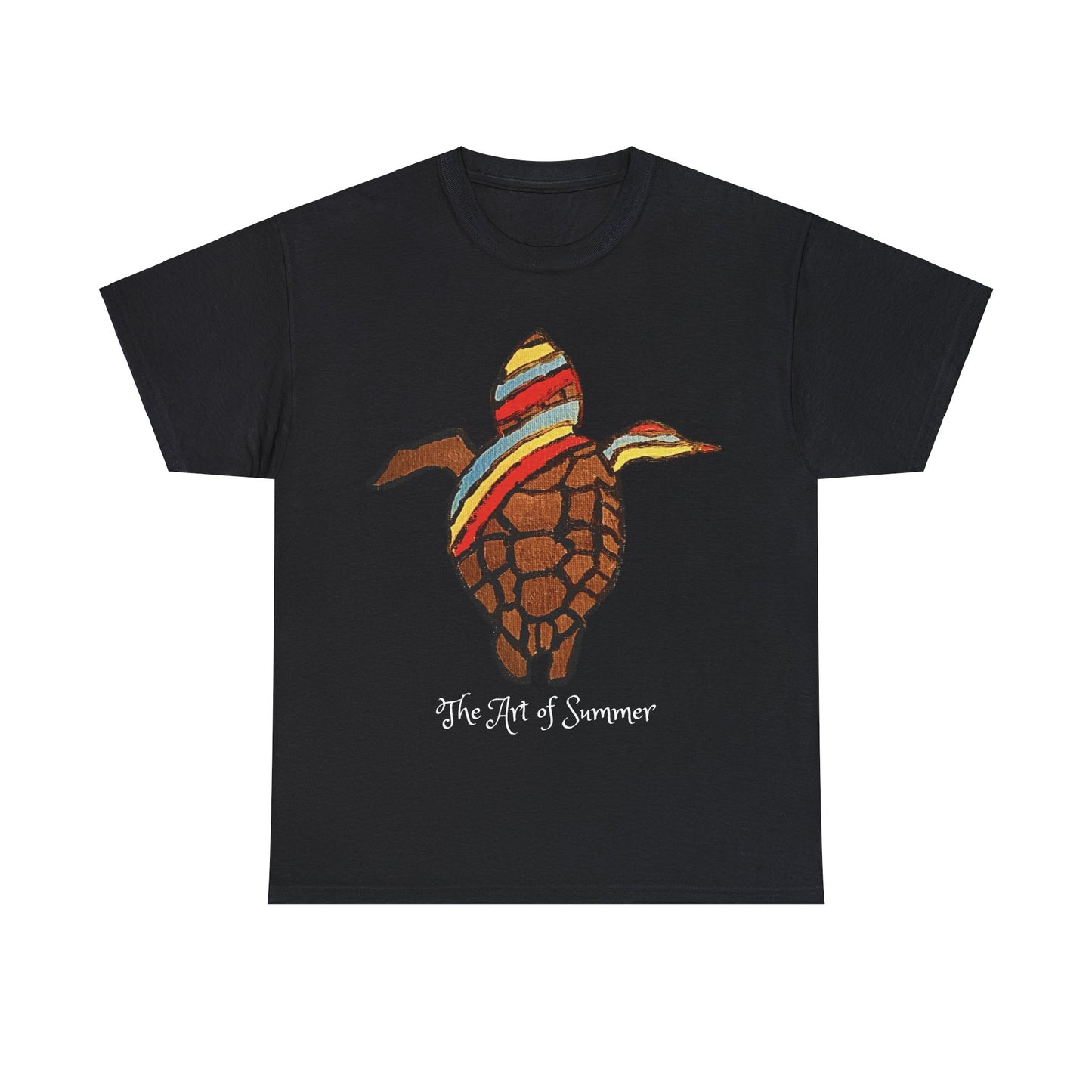 Summer Sea Turtle - ART OF SUMMER - Tee Shirt - Save the Sea Turtle - Protect the Oceans Whimsical Colored Sea Turtle Unique Collection Express Delivery available