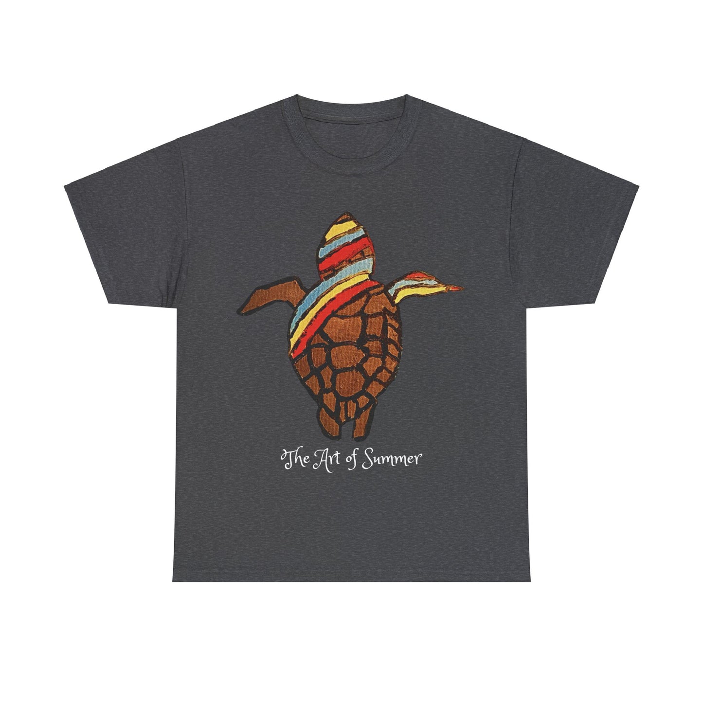 Summer Sea Turtle - ART OF SUMMER - Tee Shirt - Save the Sea Turtle - Protect the Oceans Whimsical Colored Sea Turtle Unique Collection Express Delivery available