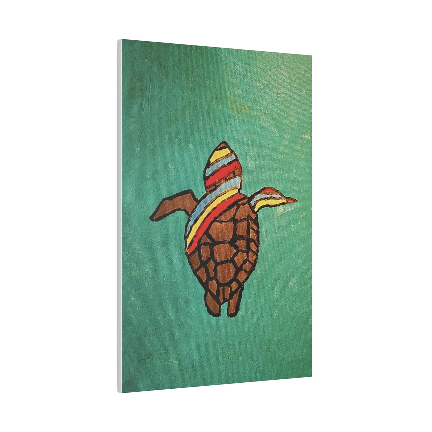 Summer Sea Turtle Canvas Art - ART OF SUMMER - Unique canvas print. Whimsical Colored Sea Turtle | Not Sold In Stores