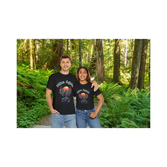 Phoenix Rebirth Hiker Tee: Ignite the Trail with "Hike Again" Spirit | Custom Design | Not Sold In Stores