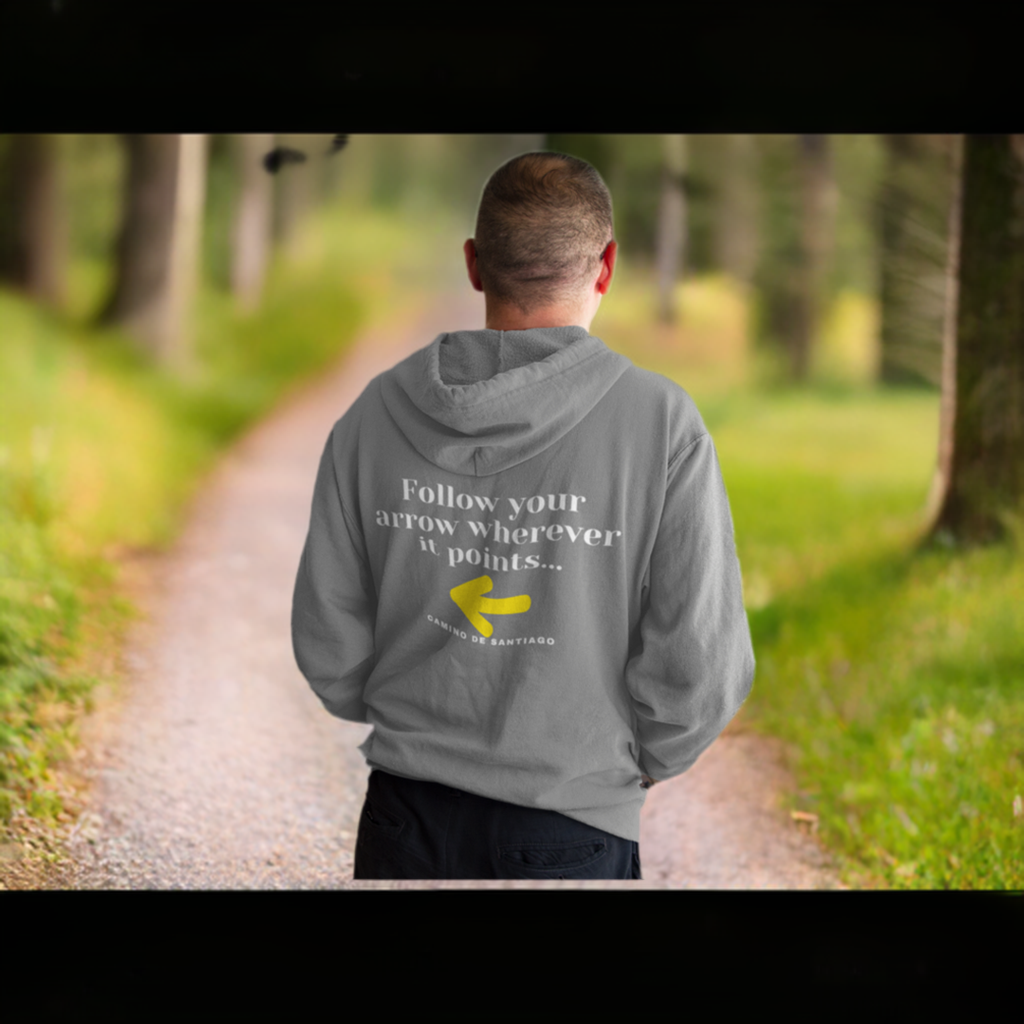 Camino Frances - Camino de Santiago - Follow Your Arrow Wherever It Points - Unisex Full Zip Hoodie Sweatshirt