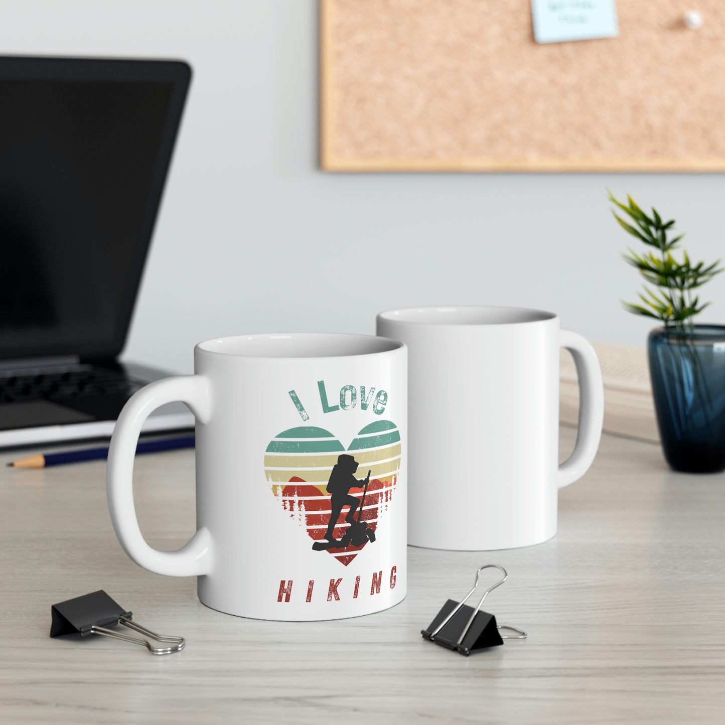Hiking Is IN My Heart Retro Coffee Mugs - White