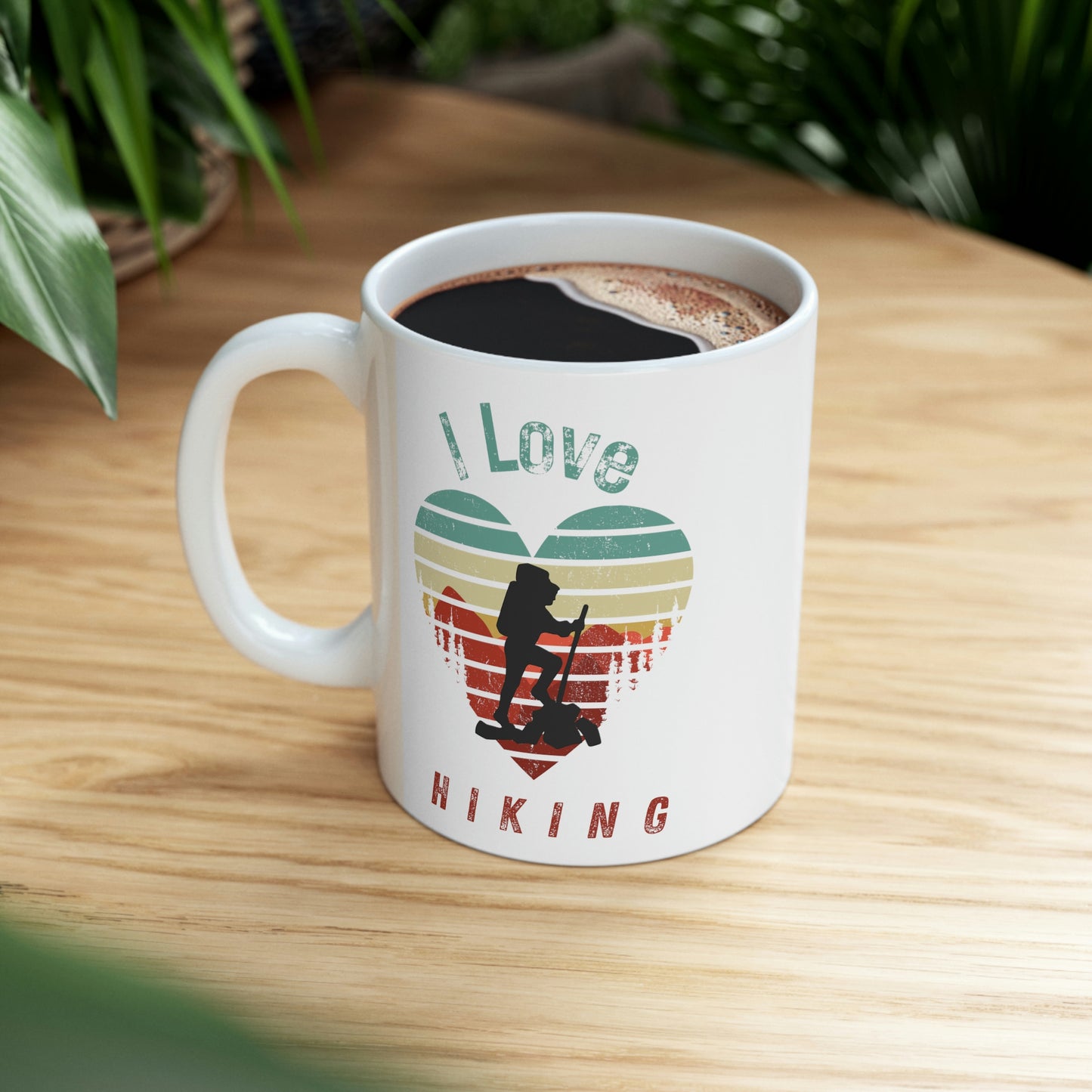 Hiking Is IN My Heart Retro Coffee Mugs - White