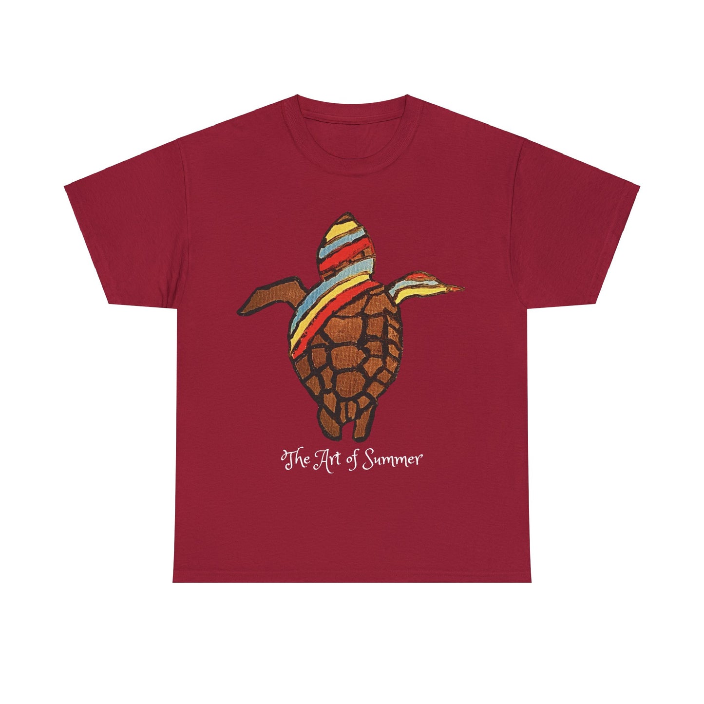 Summer Sea Turtle - ART OF SUMMER - Tee Shirt - Save the Sea Turtle - Protect the Oceans Whimsical Colored Sea Turtle Unique Collection Express Delivery available