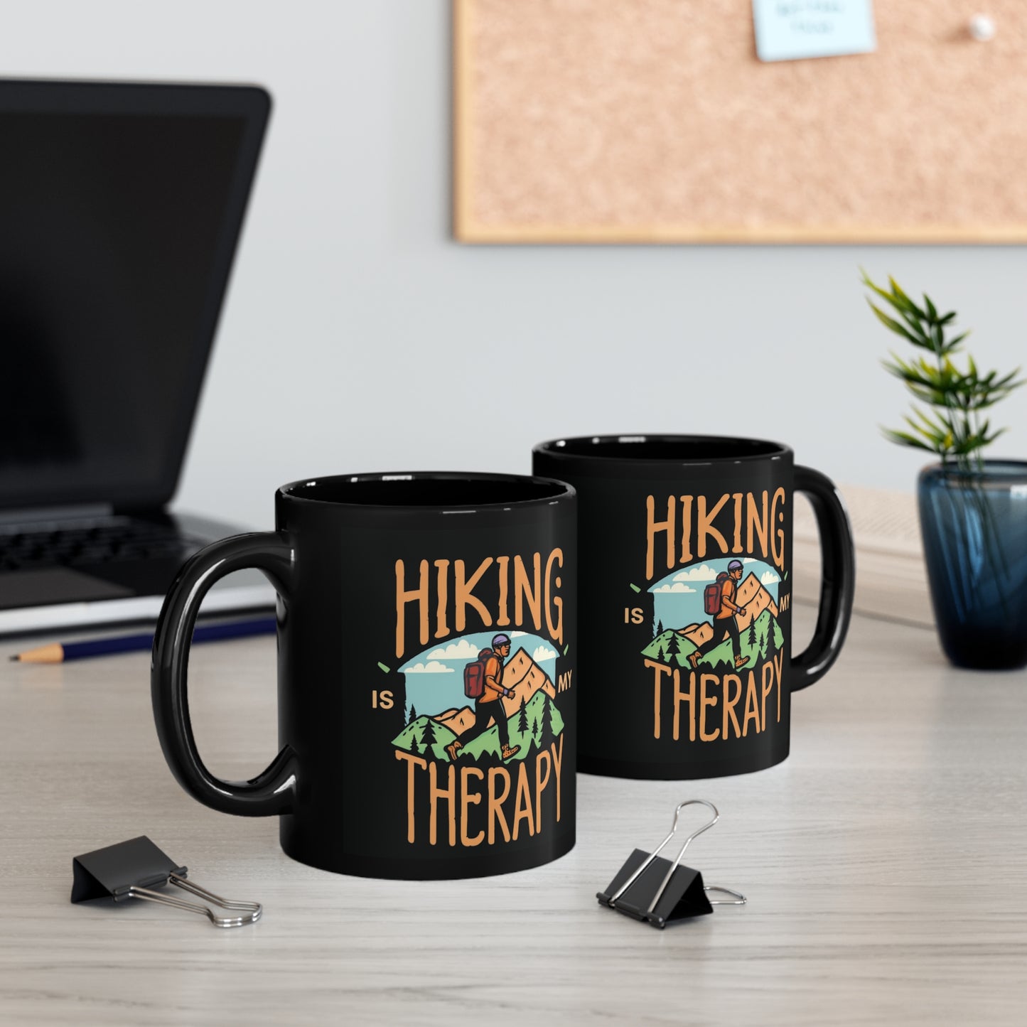 HIKING IS MY THERAPY - NOT SOLD IN STORES - 11oz Black Mug