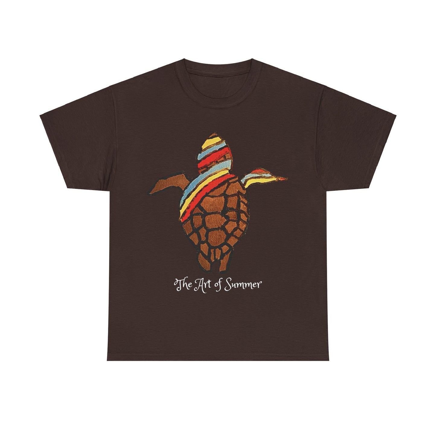 Summer Sea Turtle - ART OF SUMMER - Tee Shirt - Save the Sea Turtle - Protect the Oceans Whimsical Colored Sea Turtle Unique Collection Express Delivery available