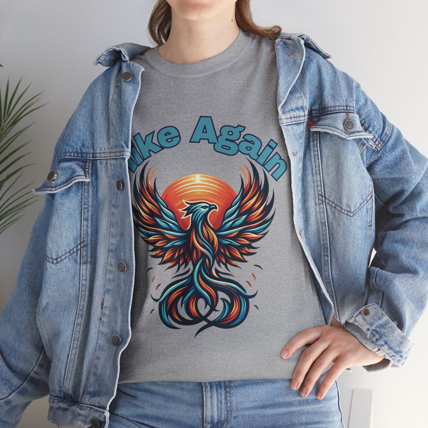 Phoenix Rebirth Hiker Tee: Ignite the Trail with "Hike Again" Spirit | Custom Design | Not Sold In Stores