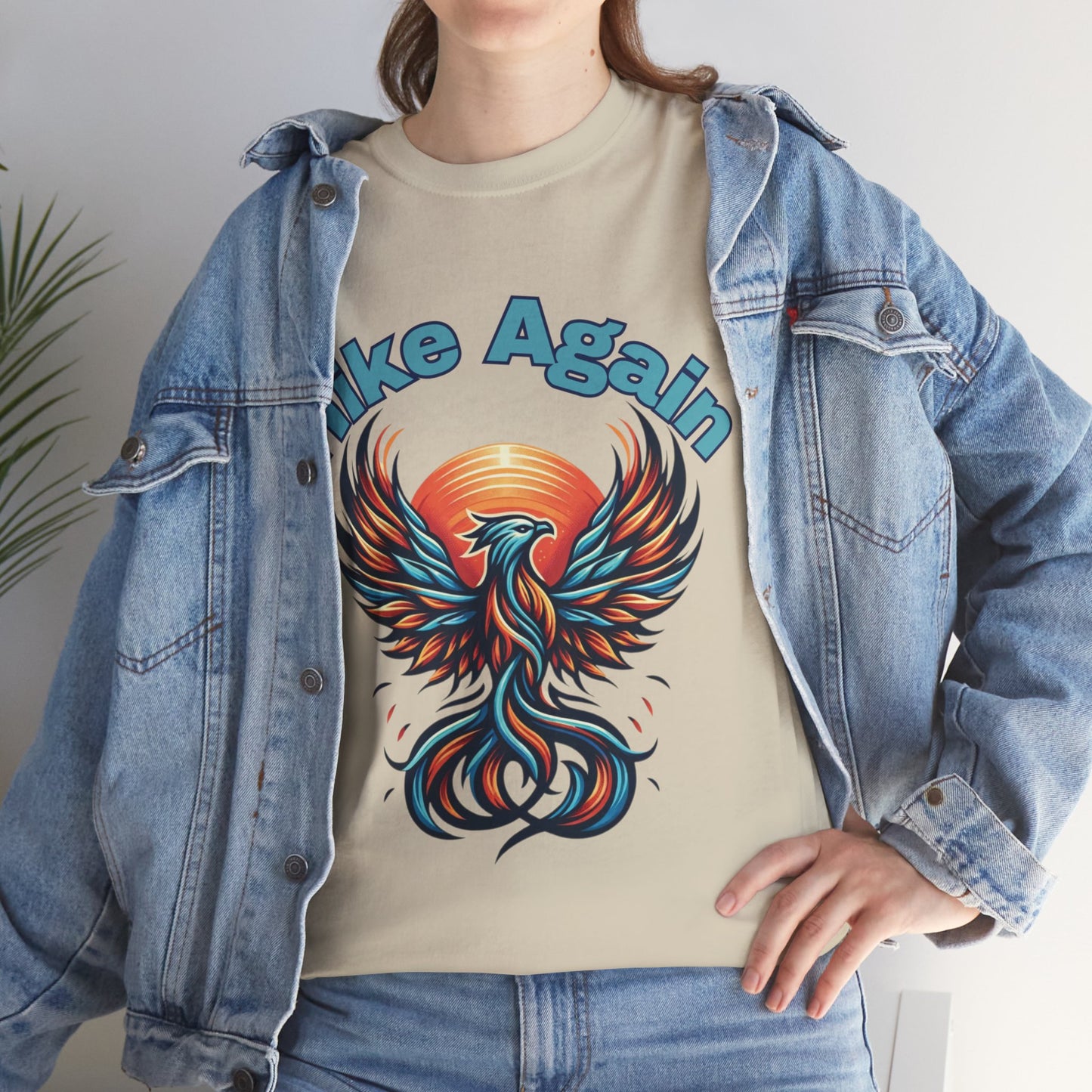 Phoenix Rebirth Hiker Tee: Ignite the Trail with "Hike Again" Spirit | Custom Design | Not Sold In Stores