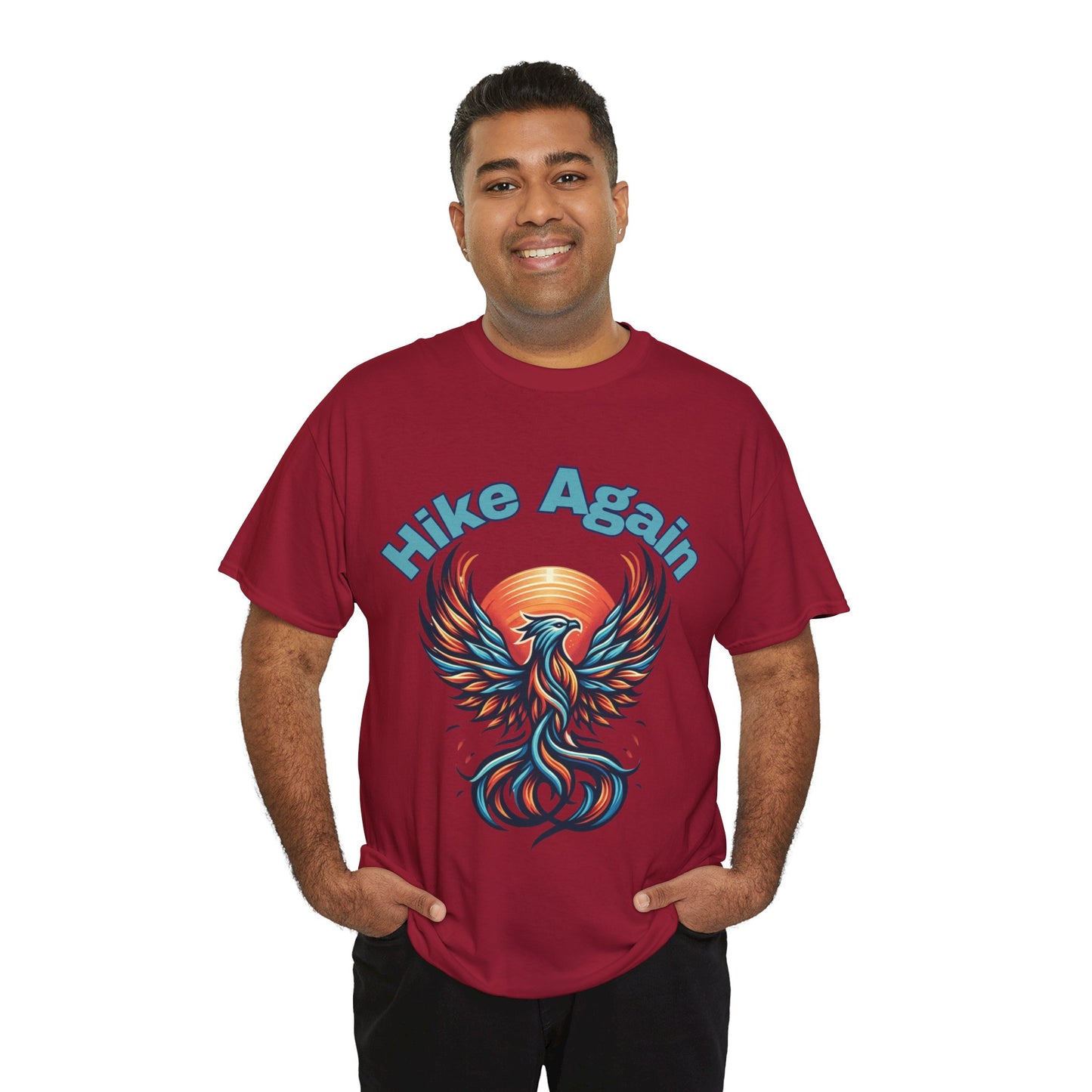 Phoenix Rebirth Hiker Tee: Ignite the Trail with "Hike Again" Spirit | Custom Design | Not Sold In Stores