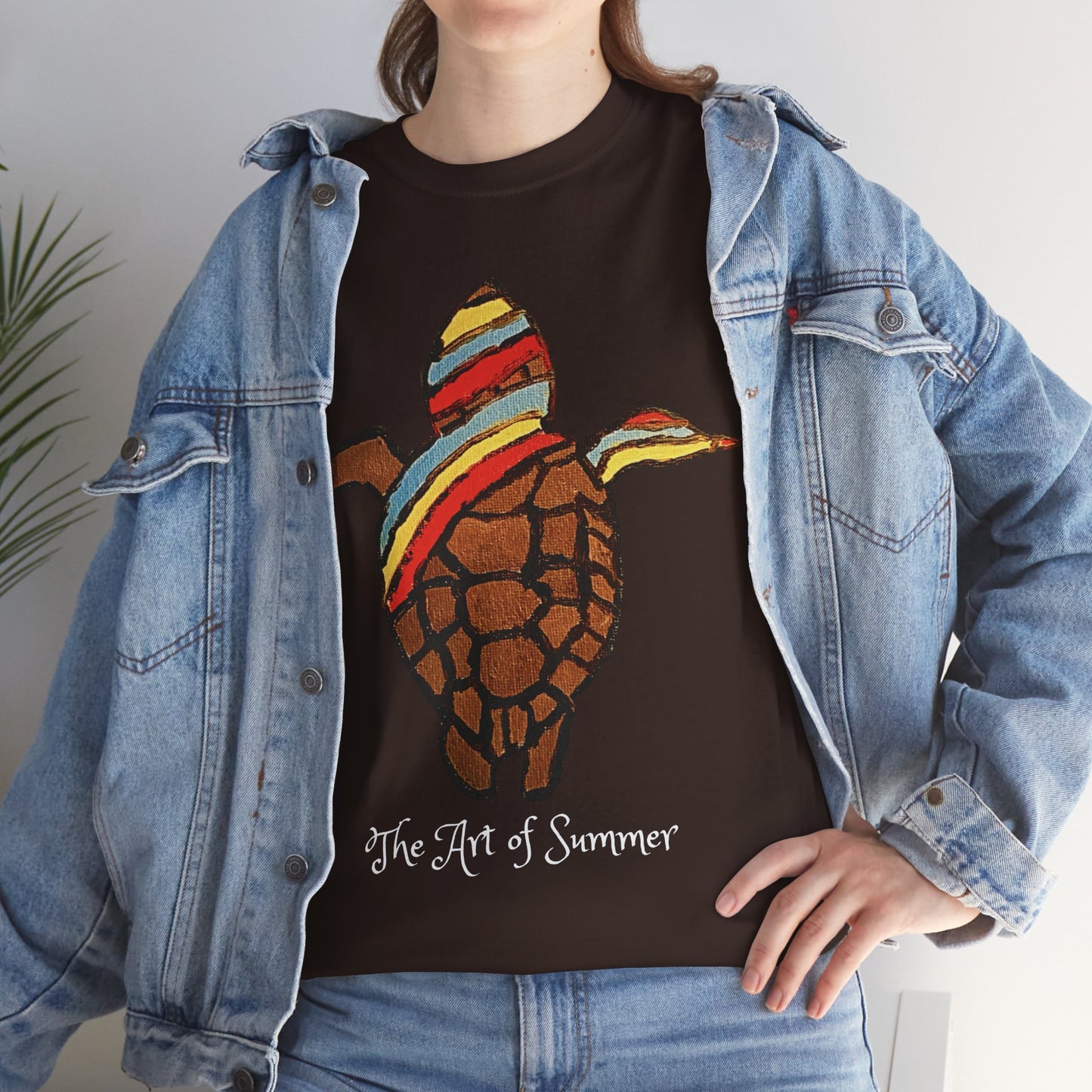 Summer Sea Turtle - ART OF SUMMER - Tee Shirt - Save the Sea Turtle - Protect the Oceans Whimsical Colored Sea Turtle Unique Collection Express Delivery available