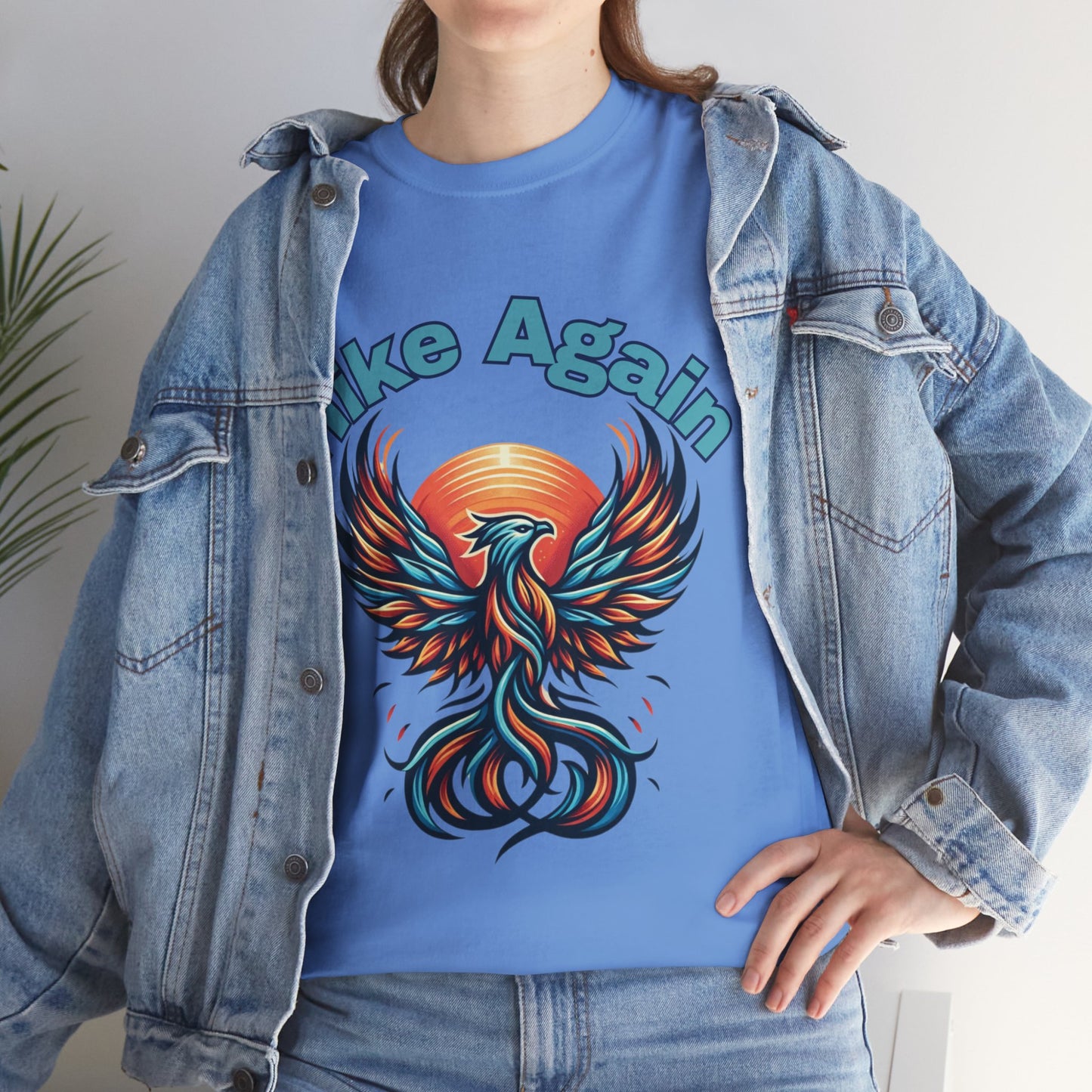 Phoenix Rebirth Hiker Tee: Ignite the Trail with "Hike Again" Spirit | Custom Design | Not Sold In Stores