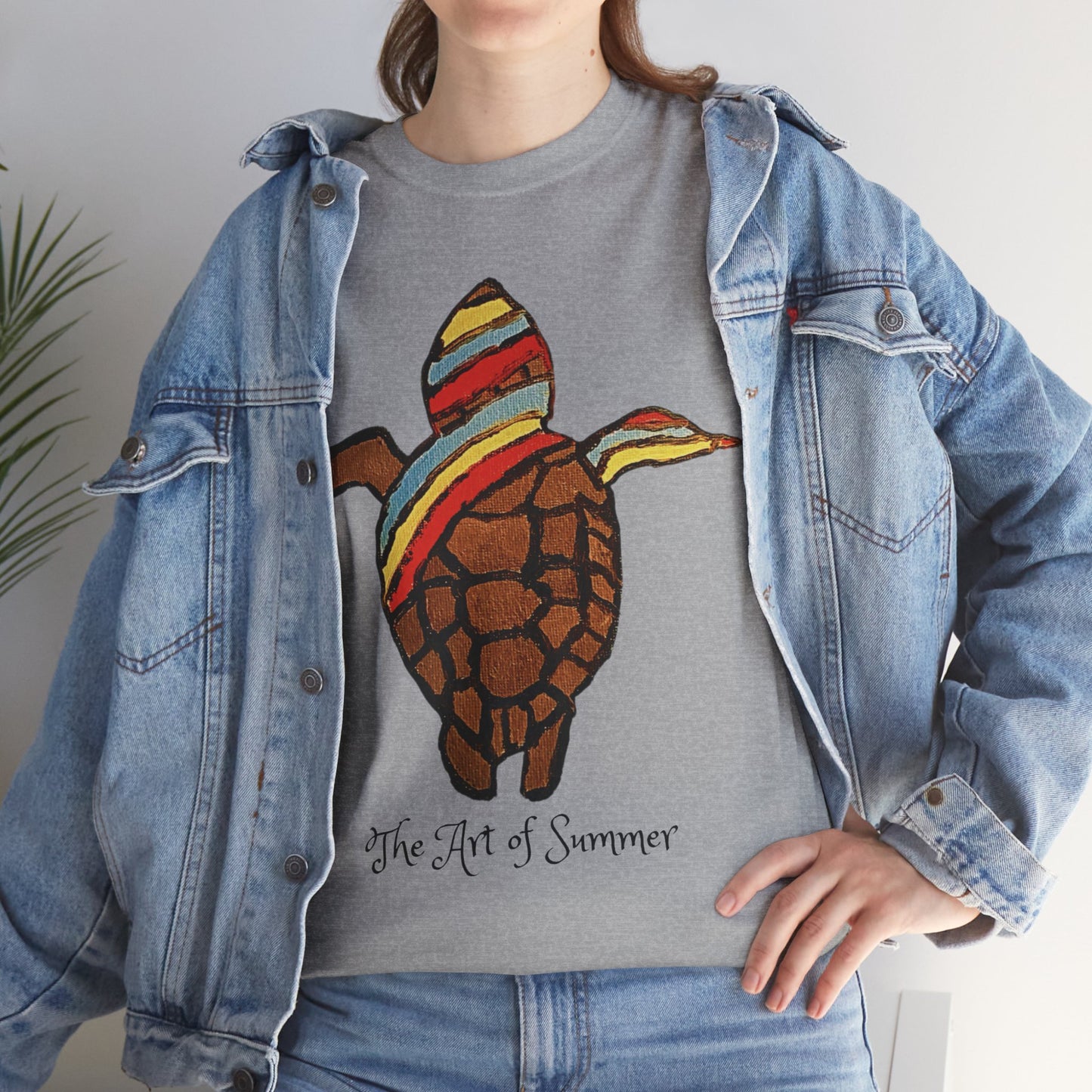 Summer Sea Turtle - ART OF SUMMER - Tee Shirt - Save the Sea Turtle - Protect the Oceans Whimsical Colored Sea Turtle Unique Collection Express Delivery available