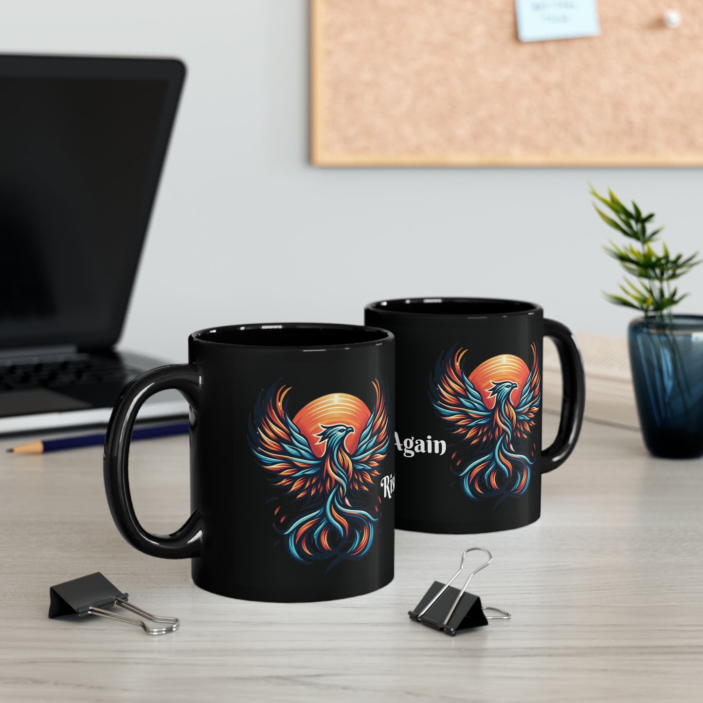 Phoenix Dawn Coffee Mug: "Rise Again" with Every Sip | Black Ceramic Mug (11oz, 15oz)