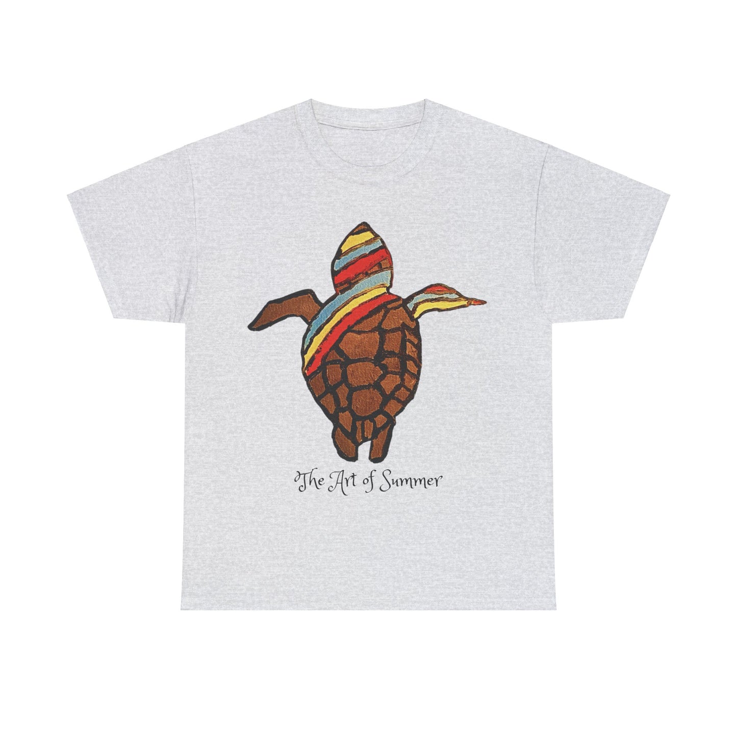 Summer Sea Turtle - ART OF SUMMER - Tee Shirt - Save the Sea Turtle - Protect the Oceans Whimsical Colored Sea Turtle Unique Collection Express Delivery available