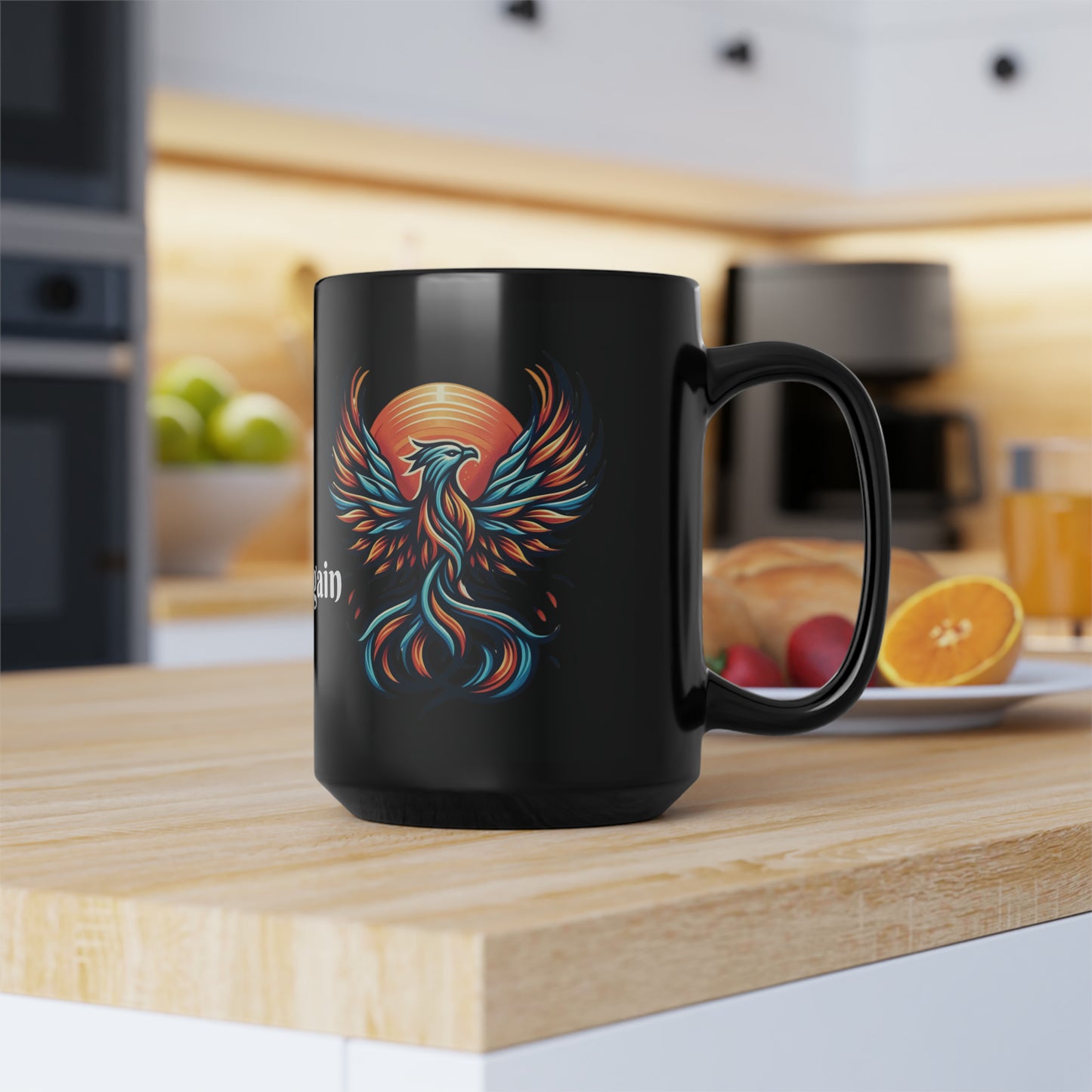 Phoenix Dawn Coffee Mug: "Rise Again" with Every Sip | Black Ceramic Mug (11oz, 15oz)