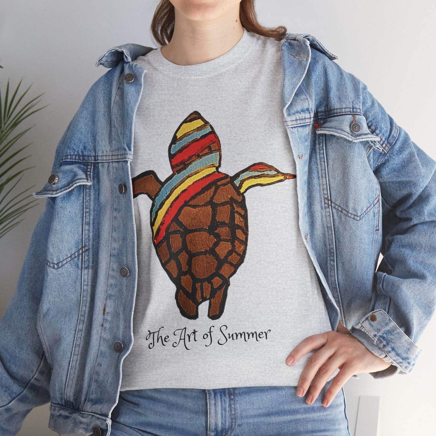 Summer Sea Turtle - ART OF SUMMER - Tee Shirt - Save the Sea Turtle - Protect the Oceans Whimsical Colored Sea Turtle Unique Collection Express Delivery available