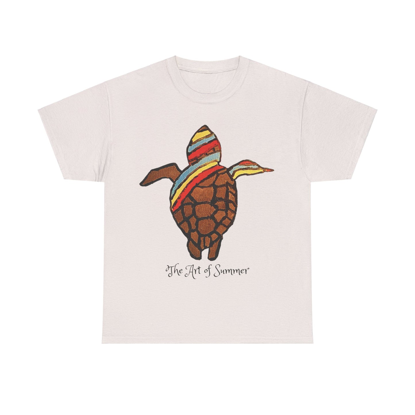 Summer Sea Turtle - ART OF SUMMER - Tee Shirt - Save the Sea Turtle - Protect the Oceans Whimsical Colored Sea Turtle Unique Collection Express Delivery available
