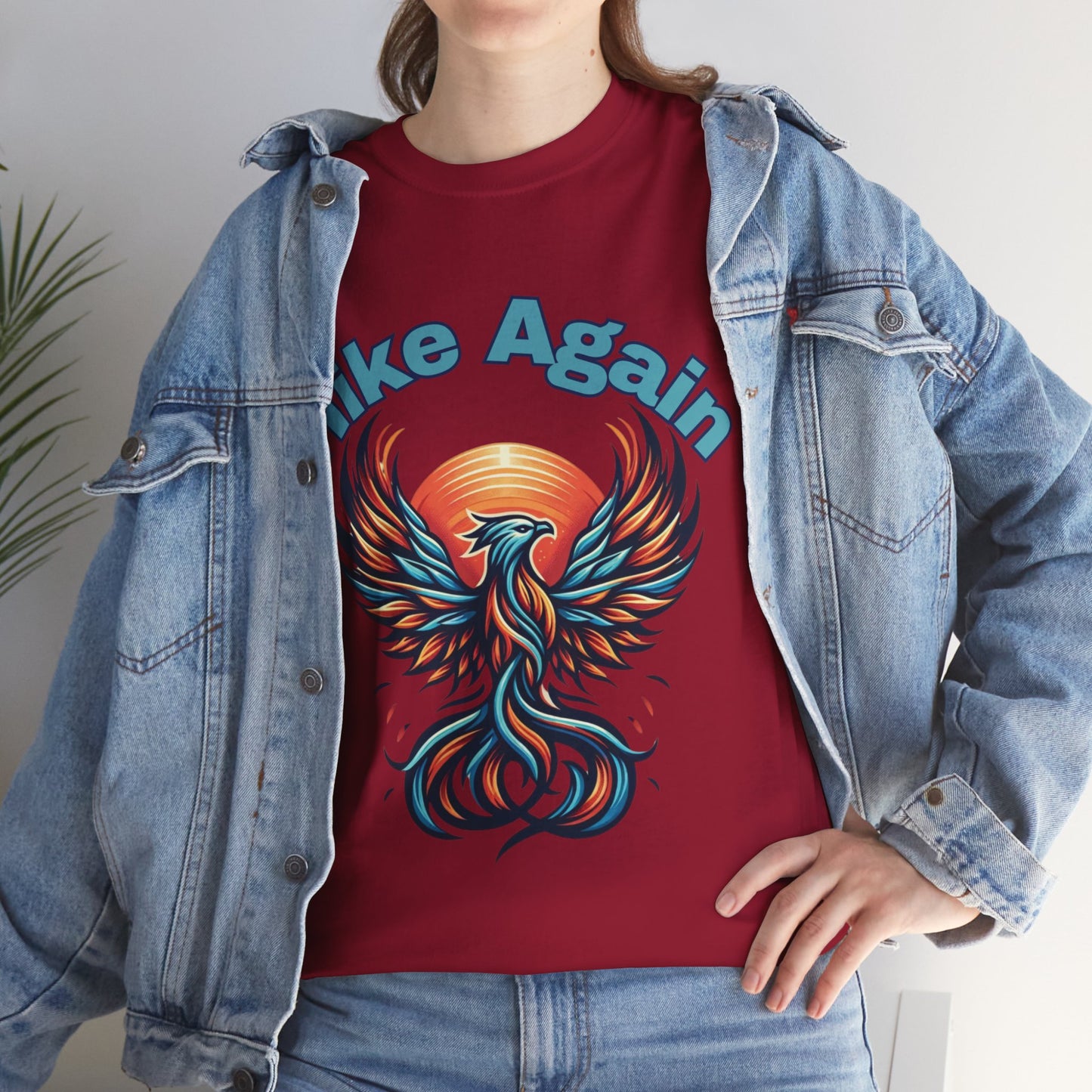 Phoenix Rebirth Hiker Tee: Ignite the Trail with "Hike Again" Spirit | Custom Design | Not Sold In Stores