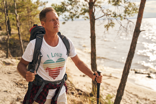 I Love Hiking Heart T-Shirt - Does hiking get your heart pumping? Express Delivery available!