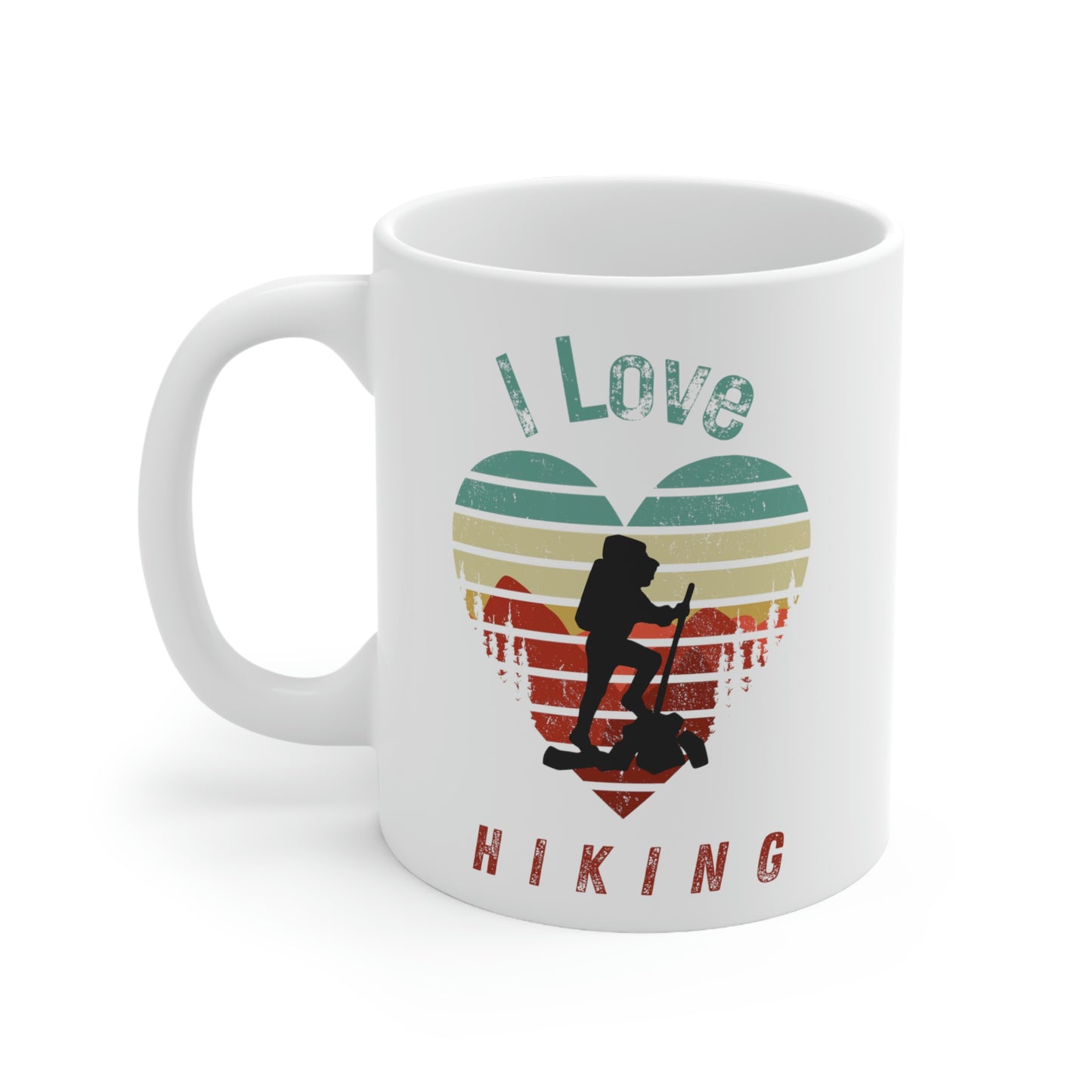 Hiking Is IN My Heart Retro Coffee Mugs - White